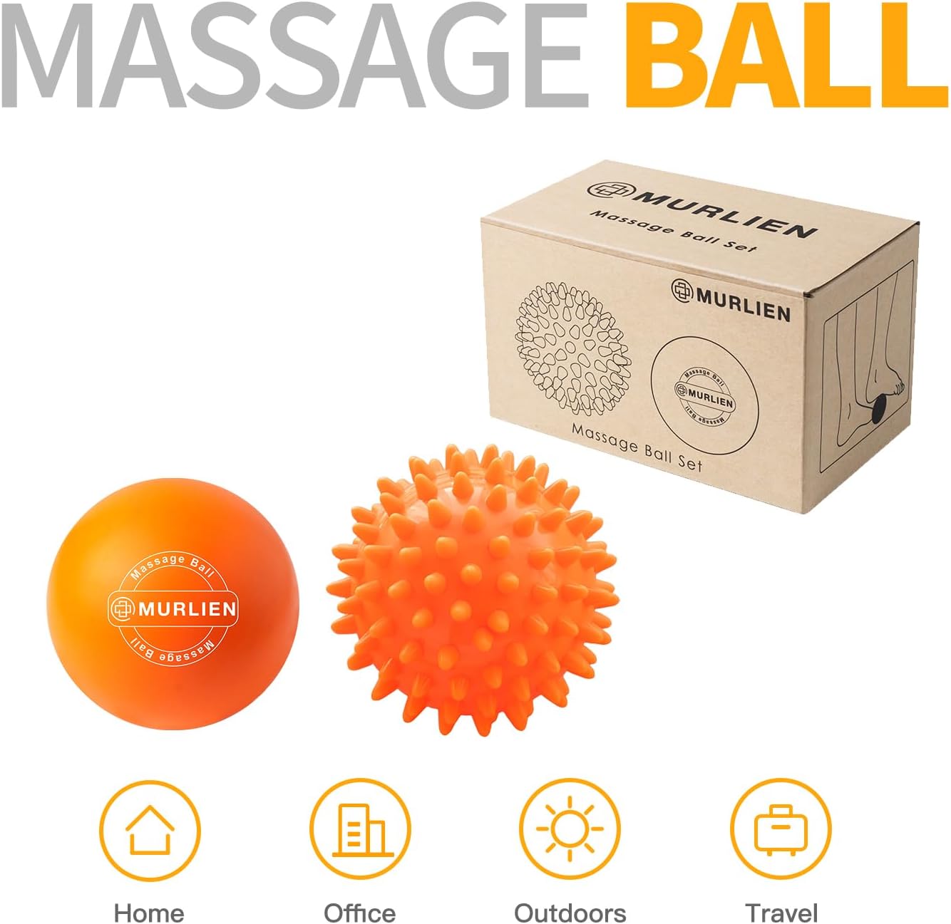 Massage Ball Set, Spiky Ball & Lacrosse Ball for Body Massage, Muscle Relief, Deep Tissue, Myofascial Release, Massager for Neck, Shoulder, Back, Foot or Muscle Tension (Blue)