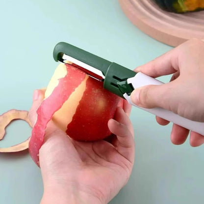 2-in-1 Stainless Steel Fruit and Vegetable Peeler for Kitchen, Dual Blade Swivel Peeler with Protective Cover, Peeler for Outdoor Camping and Home Cooking, 6.89"x1.18"x0.79" (Pinkish white)