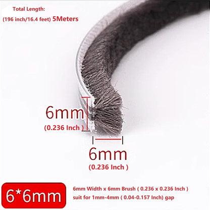 16 Ft (5m) 196 Inch Sliding sash Windows Doors Tape Pile Draught excluder Brush Seal Strip weatherstrip 7mm x 12mm (7/24 1/2 Inch, Gray)
