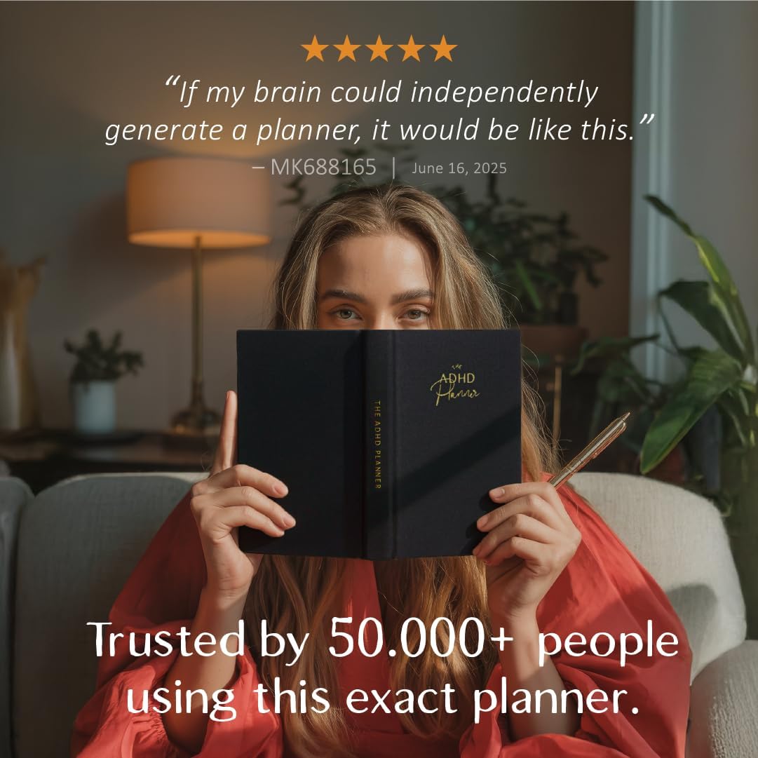 The ADHD Planner for Adults - Undated Daily & Weekly ADHD Journal for Disorganized People, 90 Days - Habit Tracker, Record Emotions & Mood - Academic Goals - Structure & Focus for Adults Brains