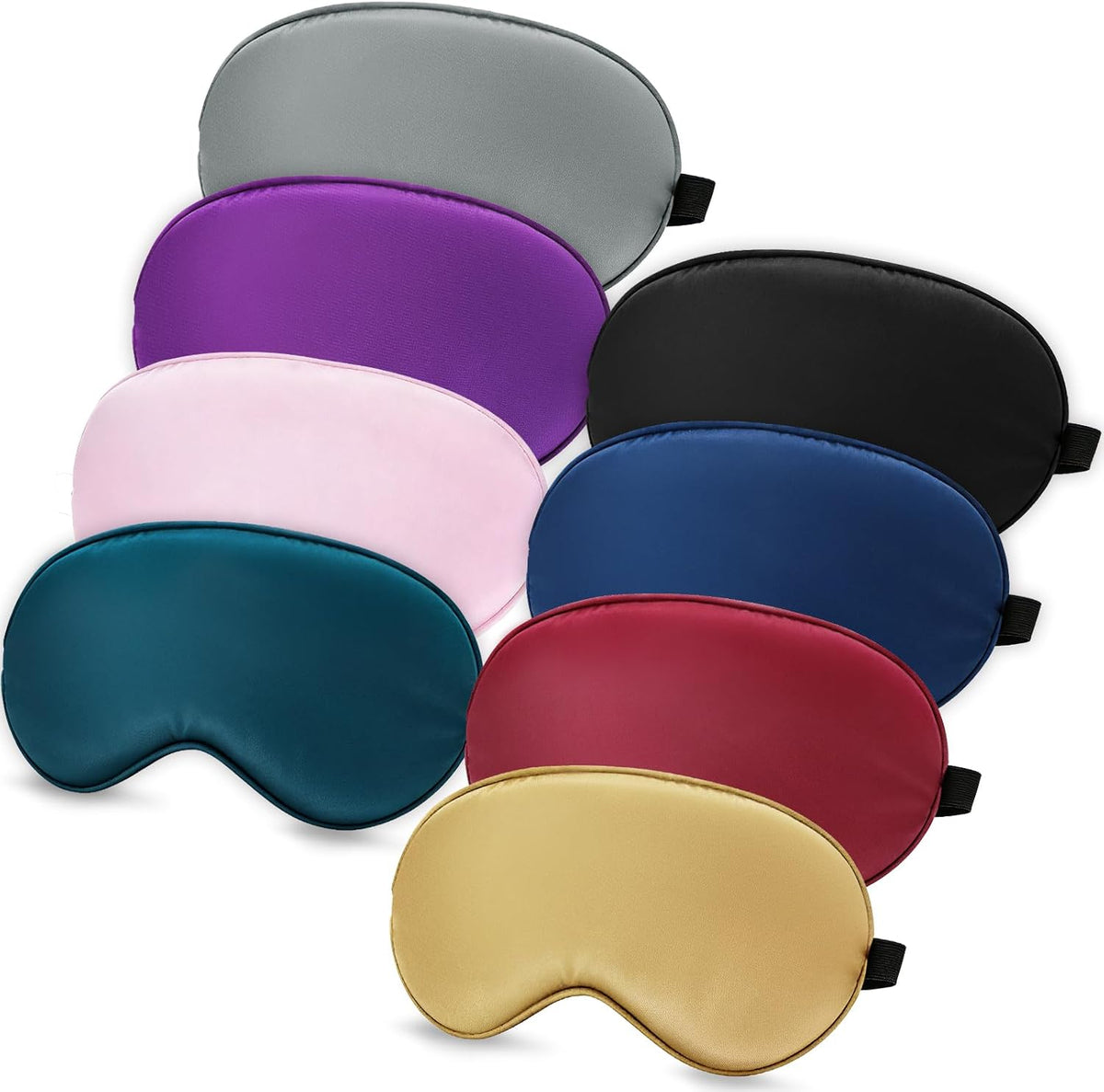 5P Silk Sleep Mask, 5-Color Eye Mask for Sleep with Adjustable Strap