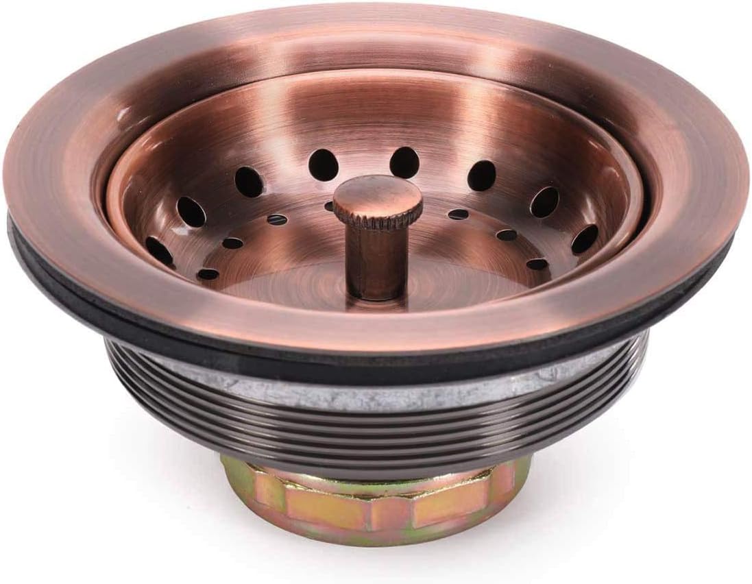 3-1/2 Inch Kitchen Sink Drain Assembly with Strainer Basket/Drain Stopper, All Stainless Steel Sink Drain Kit Durable and Rustproof