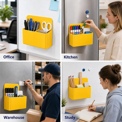 Magnetic Pencil Pen Holder, 2 PCS Magnetic Dry Erase Marker Holder for Whiteboard, Black White Magnet Storage Pencil Cup Case Fridge Organizers Locker Accessories for Office School Teacher Must Haves