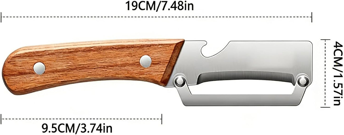 2PCS Vegetable Peeler, Stainless Steel Potato Peeler with Wooden Handle and Bottle Opener, Manual Fruit & Vegetable Peeler for Carrots, Apples, Cucumbers and Kitchen Meal Prep