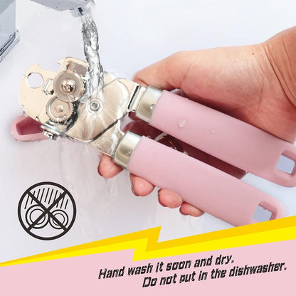 [Smoother Cut] PrinChef Manual Can Opener with Magnet, Improved Handle for More Comfortable Grip, Handheld Can Openers for Seniors, Heavy Duty Can Opener Smooth Edge, Bottle Opener Easy to Use, Black
