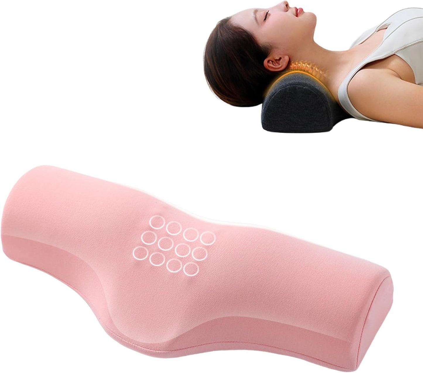 Cervical Neck Pillow for Neck Pain Relief,Memory Foam Neck Bolster Support Pillow for Bolster Support and Shoulder Relaxer, Decompression Devices Orthopedic Pillow Gray