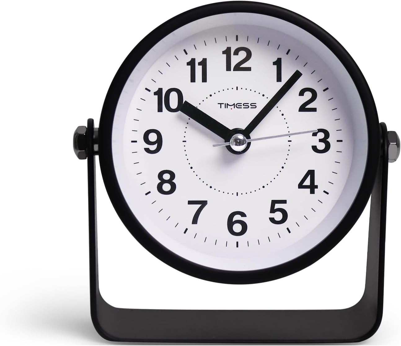 Analog Alarm Clock, Silent Non-Ticking Quartz Movement, Battery-Operated with Snooze & On-Demand Light, Easy to Set Gentle Wake Bedside Desk Clock, Ideal for Home, Travel, Office (Gray)