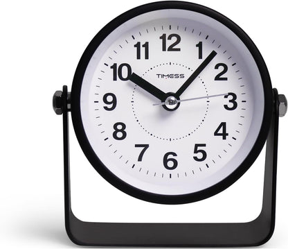 Analog Alarm Clock, Silent Non-Ticking Quartz Movement, Battery-Operated with Snooze & On-Demand Light, Easy to Set Gentle Wake Bedside Desk Clock, Ideal for Home, Travel, Office (Gray)