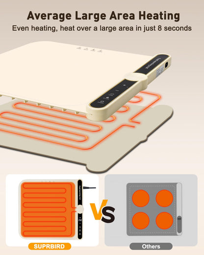 Food Warming Mats for Countertop - Warming Trays for Buffets Party, Silicone Electric Warmer with 7 Level Temp Adjustable / 4H Auto Timer, Hot Fast in 8s, Roll Up Heating Pad for Home Travel (Blue)