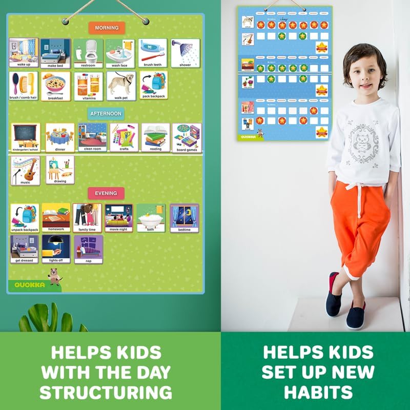 Magnetic Chore Chart for Kids - Reward Behavior Chart for Kids at Home | Dry Erase Morning Routine Schedule Board - Responsibility Star Chart for Toddlers 3-5 - 48 Magnets and 49 Stars