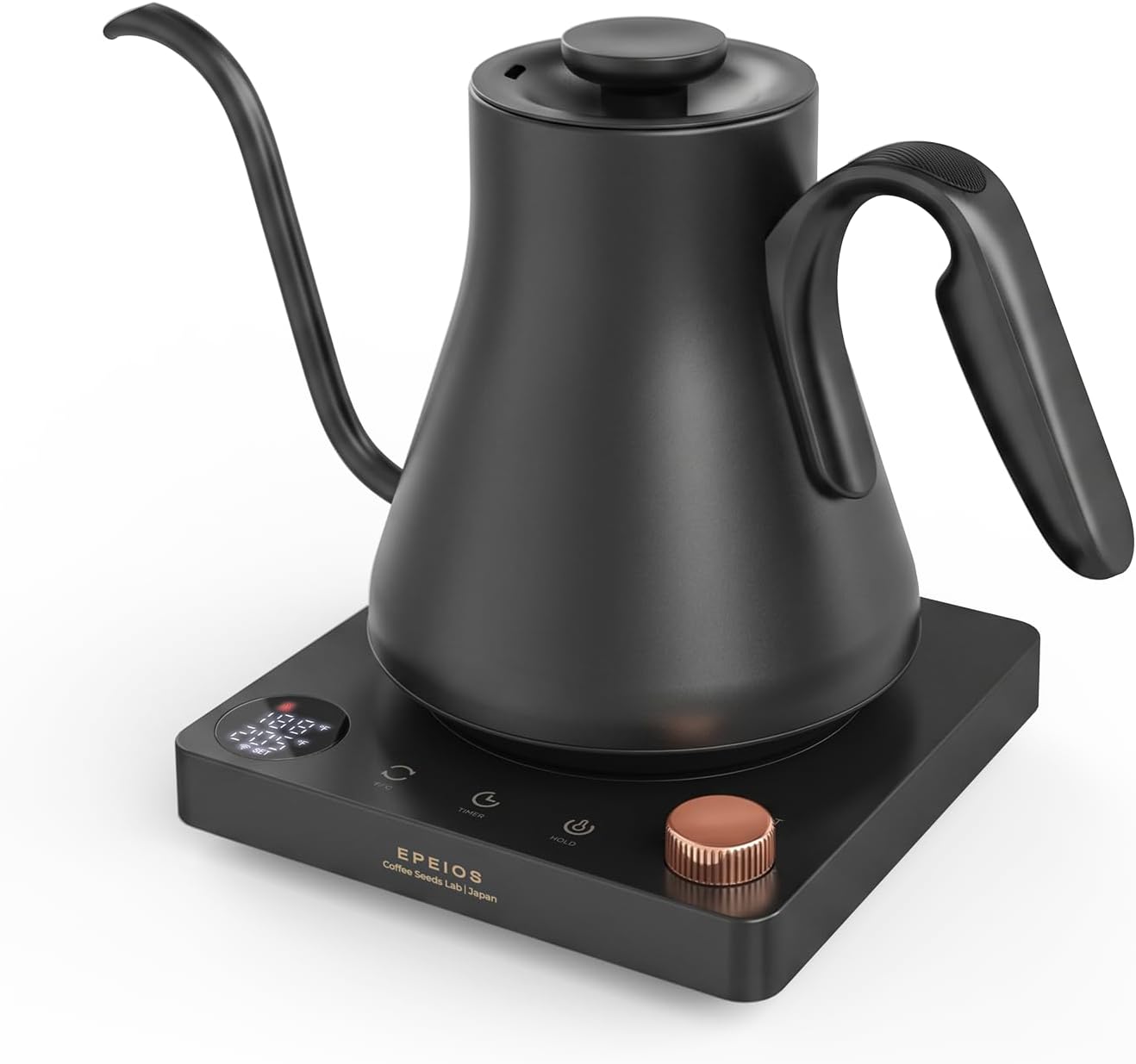 Epeios Gooseneck Electric Kettle 1°F Temperature Control,1200W,0.9L,Black | Rapid Heating, for Pour Over Coffee & Tea,Hot water Boiler,Brew Timer, 304 Stainless Steel Interior, Auto Shut-Off