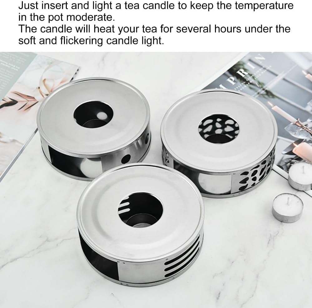 Silver Stainless Steel Tea Warmer Candle Heater Ventilation Hole Teapot Heater Coffee Heating Accessories(Transverse Hole)