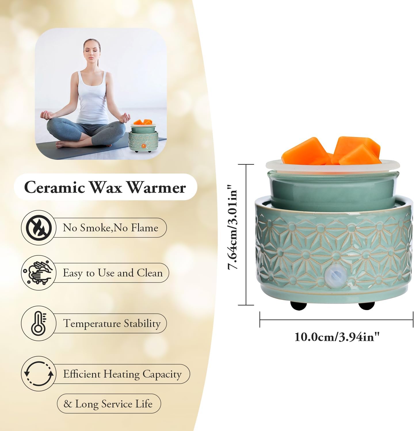 ASAWASA 2PCS Smart Candle Warmer for Large Jar, Coffee Mug Warmers, with Gravity Switch Auto Shut-On/Off, Safely and evenly Release The Aroma, Keep The Drink Warmth, Best Ideals Valentines Day Gifts