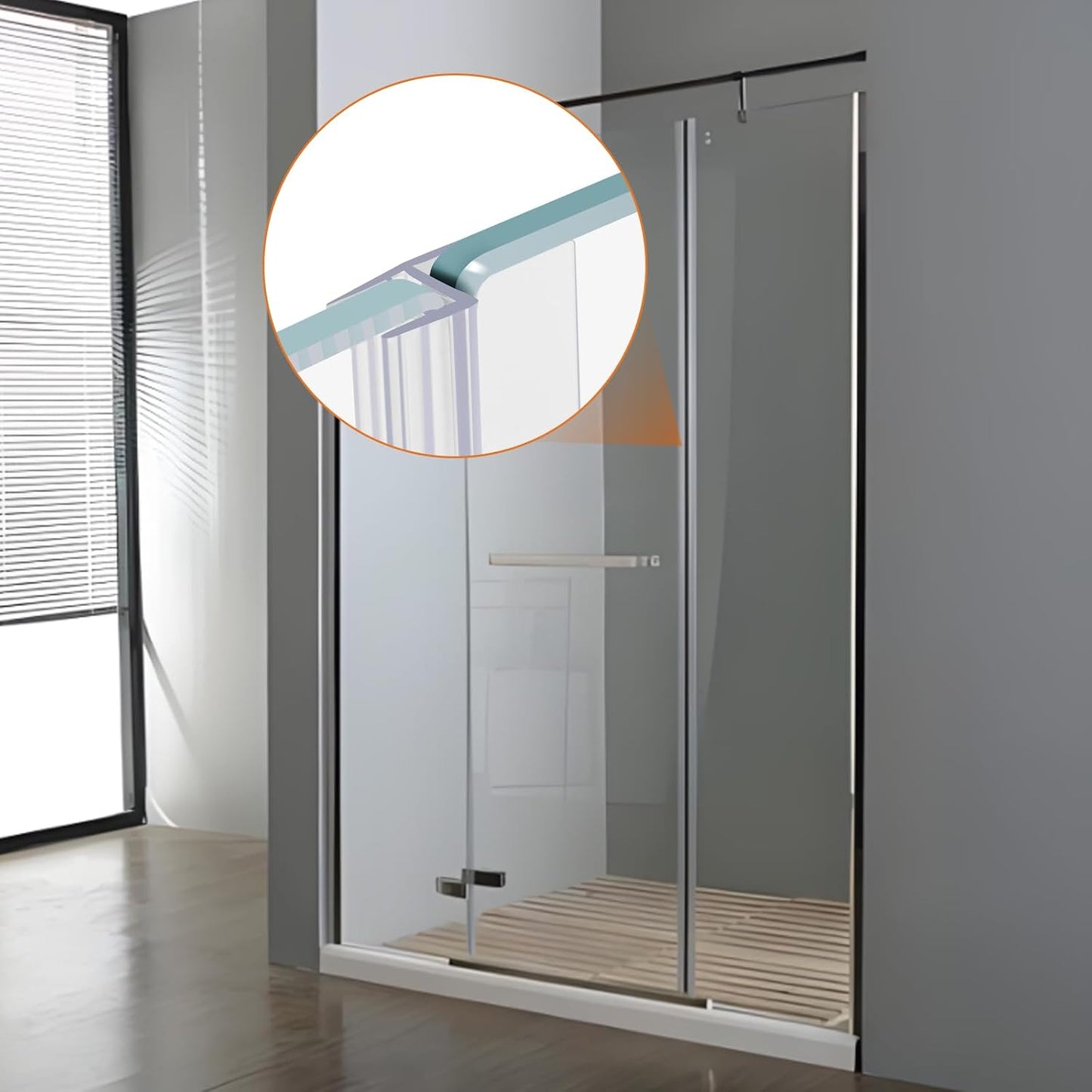 Frameless Shower Door Bottom Seal Shower Sweep with Drip Rail for 1/4" Glass,36" Long, Vinyl, Clear | Vinyl, Clear,Shower Door Bottom Sweep