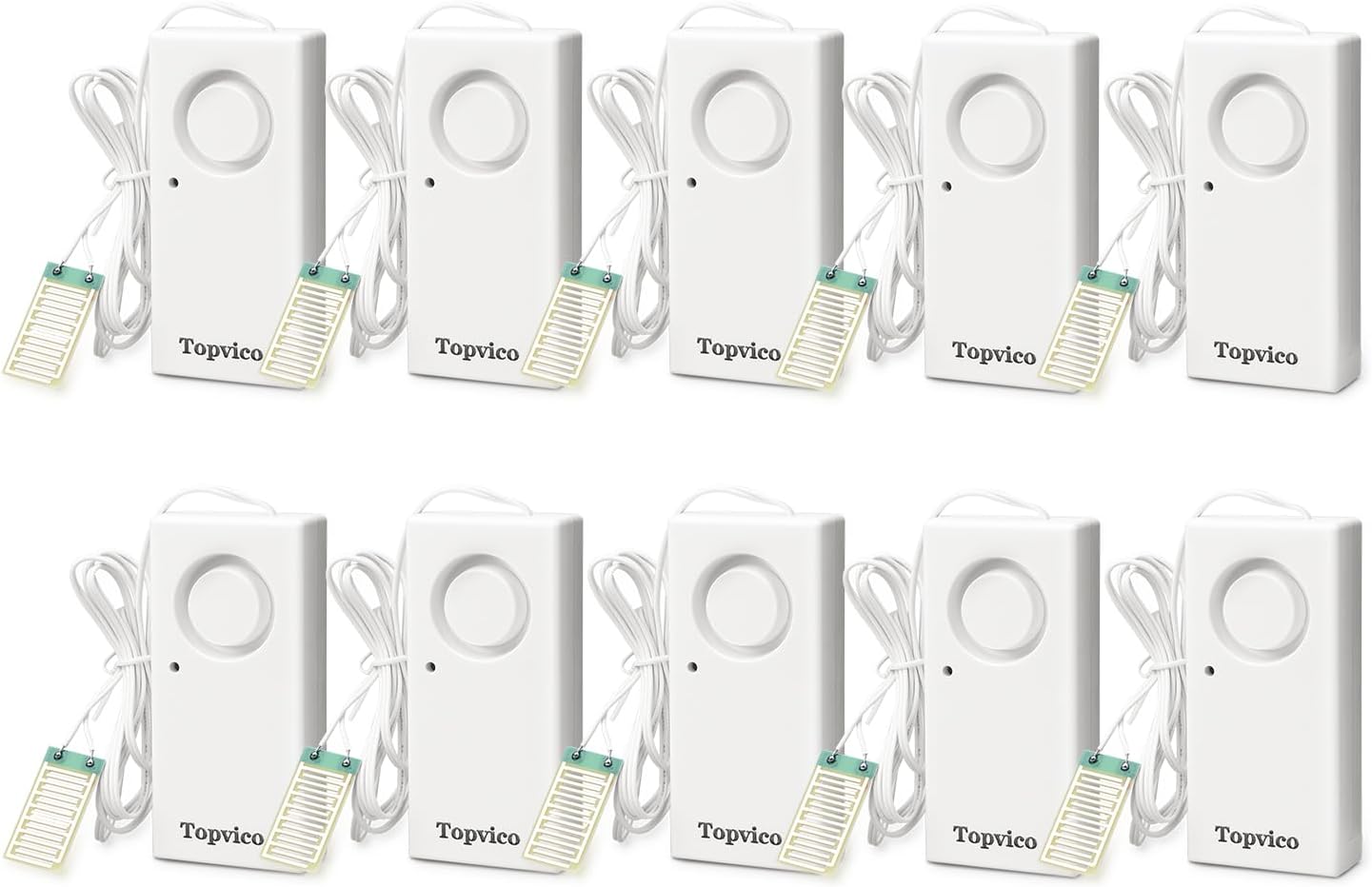 Water Alarms Leak Detector, 120dB, 37.8 Inches Cable, 2 Packs | for Home Basements, RV Water Heater, Sump Pump Overflow Moisture Floor Flood Sensor, Work Alone Battery Operated