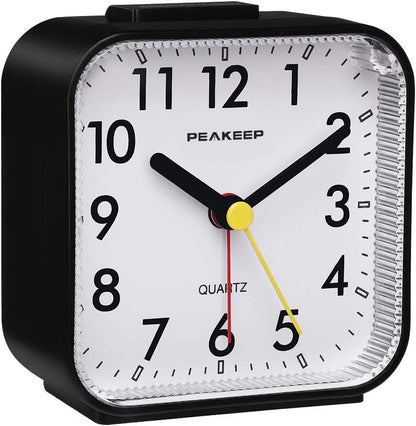 Peakeep Small Battery Operated Analog Travel Alarm Clock Silent