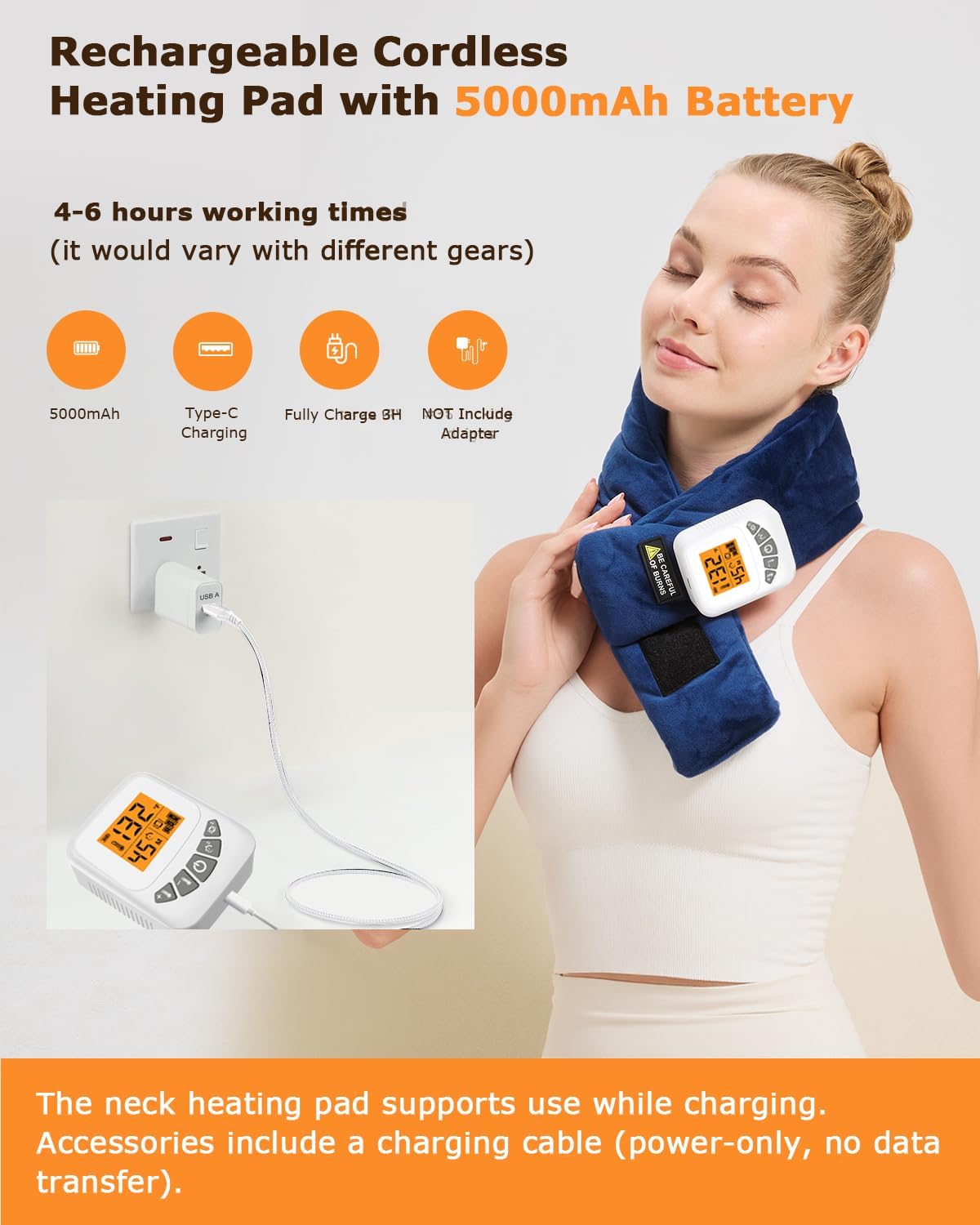 Cordless Leg Massager for Circulation and Pain Relief - 5000mAh Portable Heating Pad for Leg and Calf with 3-Level Vibration Massage, 104-140℉ Adjustable Temperature & 30/45/60 Min Timer