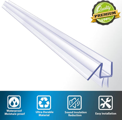 Butecare Premium Frameless Shower Door Bottom Seal Strip for Glass Doors - Shower Door Seal Sweep (1/4”x 39”, Clear Vinyl)