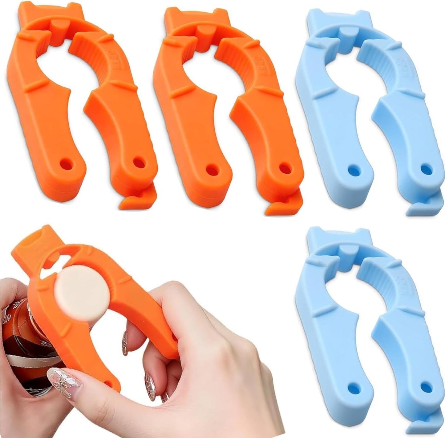 4-Pack Bottle Cap Opener - 3 in 1 Multi-Purpose Water Bottle Openers for Weak Hands, Seniors, Elderly - Plastic Water Bottle Opening Tool for Home, Kitchen, Camping, Travel On-Go - Get Lids Off Easily