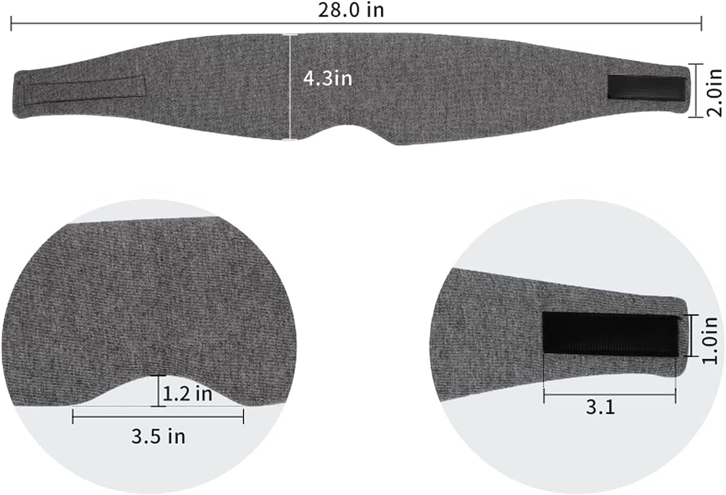 Sleep Mask for Men Women,100% Cotton Sleep Eye Mask with Fully Adjustable Strap, 100% Light Blocking Eye Mask for Sleeping, 0 Pressure Eye Covers for Travel Yoga Nap (Gray)