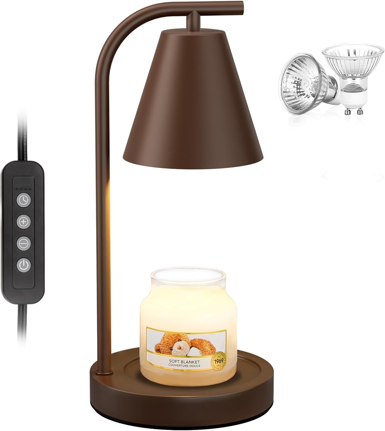 Brown Candle Warmer Lamp with Timer-Electric Candle Light for Bedroom Decor, Aromatherapy at Home | Gifts for Men | Home Gift Ideas