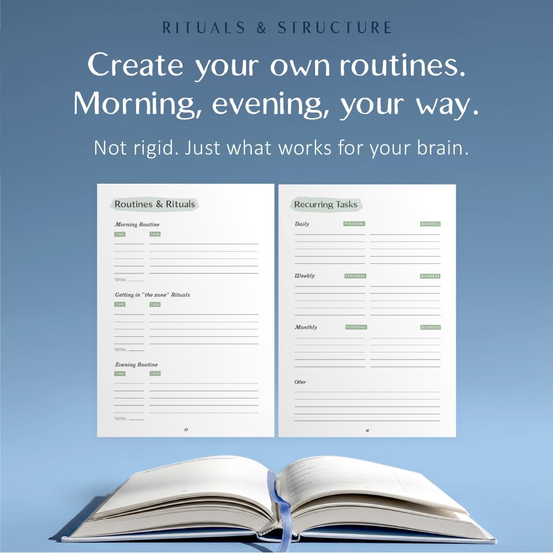 The ADHD Planner for Adults - Undated Daily & Weekly ADHD Journal for Disorganized People, 90 Days - Habit Tracker, Record Emotions & Mood - Academic Goals - Structure & Focus for Adults Brains