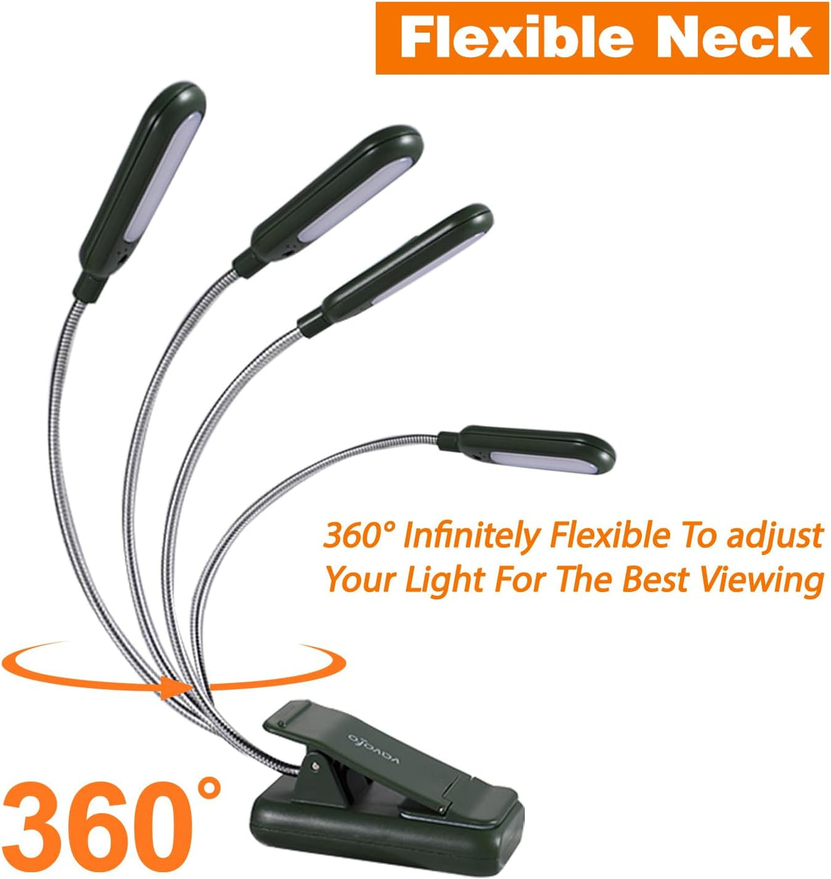 VAVOFO Rechargeable Reading Light, Clip on Book Light for Reading in Bed