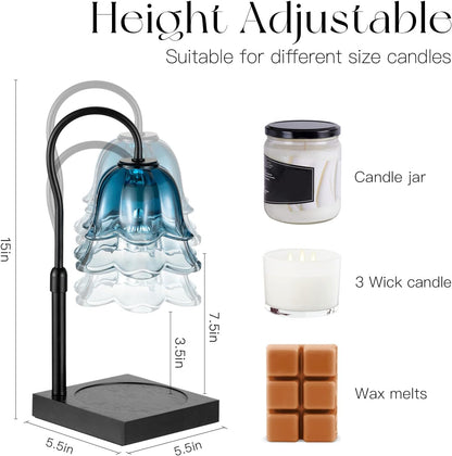 Candeldo Candle Warmer Lamp with Timer, Gold Flower Glass Shade