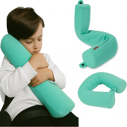 Dot&Dot Twist Memory Foam Travel Pillow, Bendable Neck Pillow for Airplane, Car and Home, 26-Inch Adjustable Roll with Washable Cotton Cover, Gray