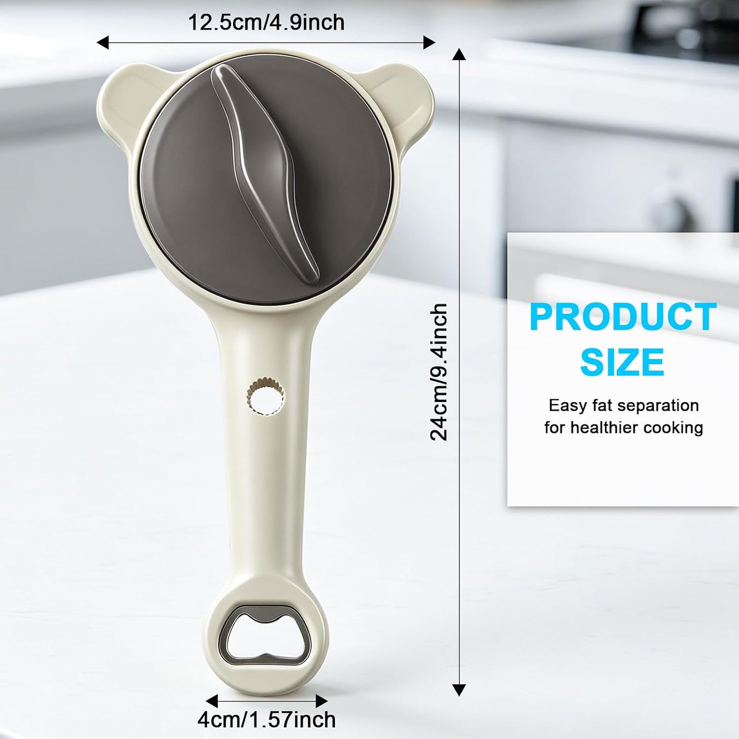 Jar Opener for Seniors& Weak Hands, 4-in-1 Non-Slip Bottle Opener | For weak hands & arthritis. Opens jars, twist-off caps, beer bottles & sauce pouches. Ergonomic, compact kitchen helper.