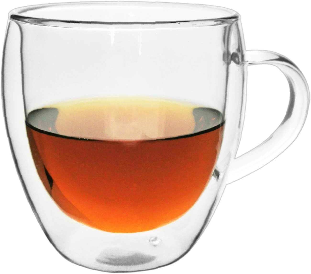 Glass Filtering Tea Maker Teapot with a Warmer and 6 Double-walled Tea Cups Set (Heating base, Standard)