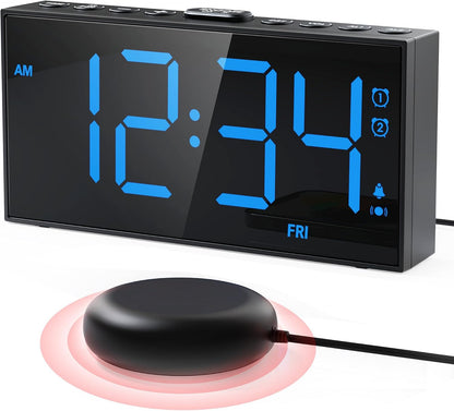 Vibrating Alarm Clock for Heavy Sleepers with Bed Shaker, 116dB Dual Alarms