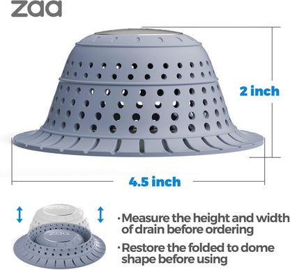 Shower Drain Hair Catcher Bathtub Drain Strainer Sink Drain Protector | Collapsible Pop-Up Drain Hair Catcher, Traps Hair & Prevents Clogs, Easy to Clean, Bathroom Fixture Accessories, Gray