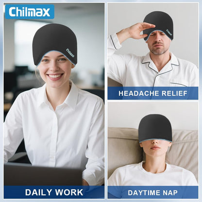 Migraine Relief Cap with Slide-Up Eye Mask, Headache Relief Ice Hat