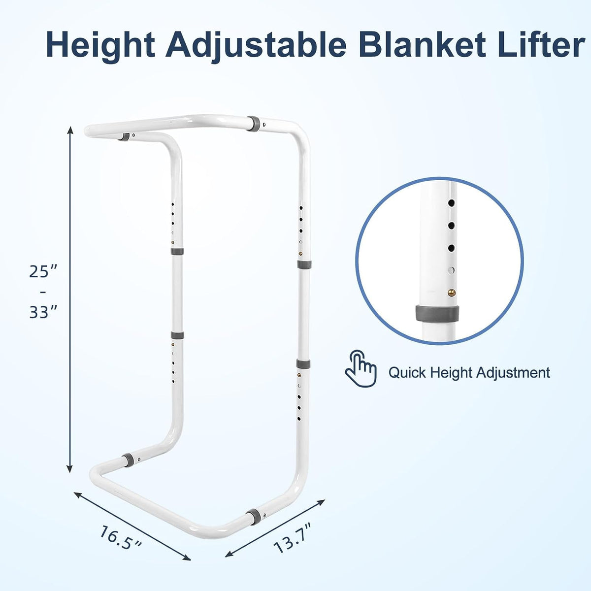 HEPO Blanket Lifter,Adjustable Height Blanket Lift Bar,Included 4 Clips