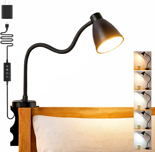 BOHON No Install Bedside Reading Light, Clip-Free Wall Mounted Lamp Black