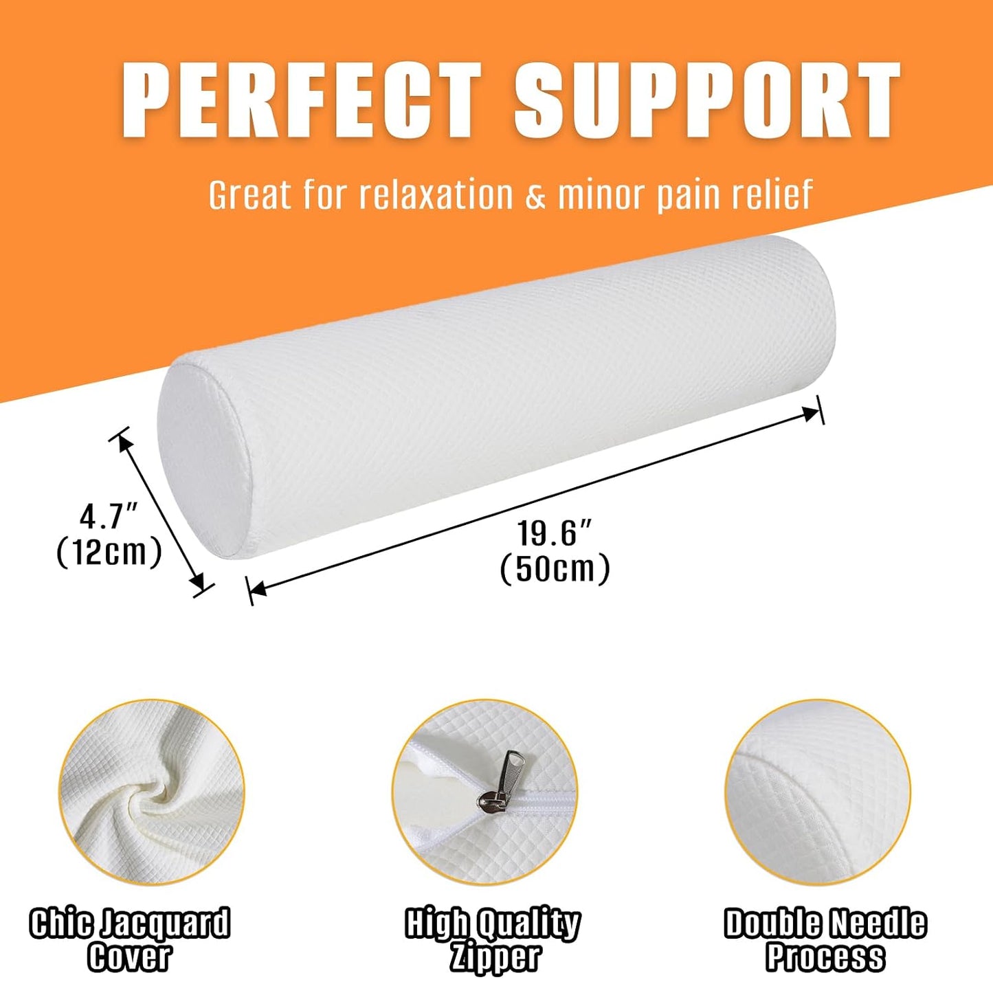 2 Pack Round Massage Table Bolster Pillow Pad, Bolster Pillow, Round Pillows, Suitable for Earthlite Massage Table (Grey, 4.7''x19.6'')