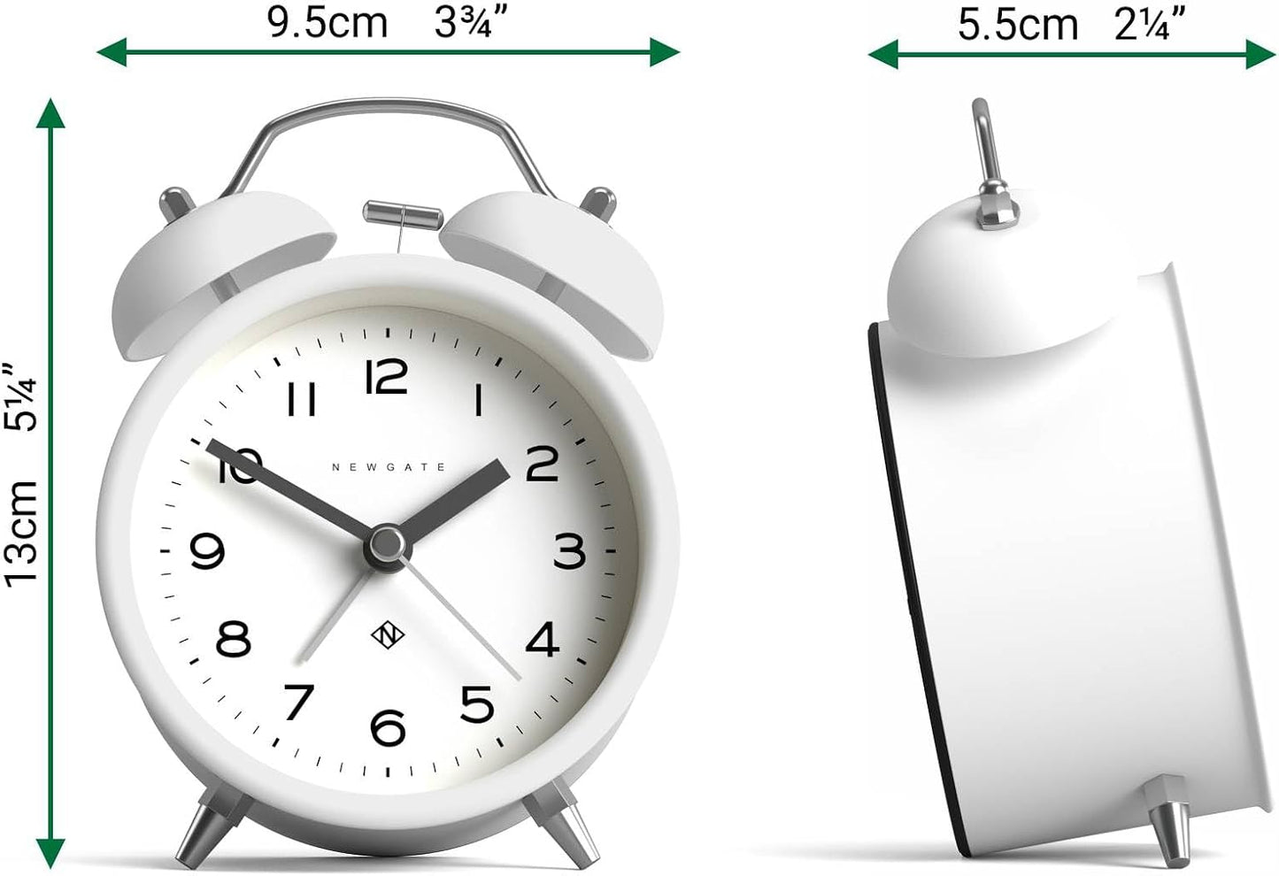 NEWGATE® Charlie Bell Echo Alarm Clock | Modern take on Classic Twin Bell Clock | Yellow | Easy to Read Numbers | Ideal for Bedside, Desk or Shelf | Modern Retro Bedroom & Office Accessory