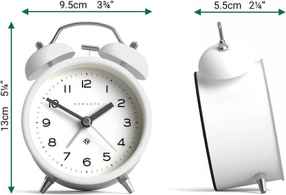 NEWGATE® Charlie Bell Echo Alarm Clock | Modern take on Classic Twin Bell Clock | Yellow | Easy to Read Numbers | Ideal for Bedside, Desk or Shelf | Modern Retro Bedroom & Office Accessory