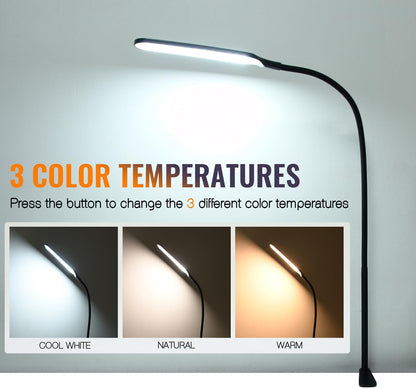 18W 3000LM LED Clamp Desk Lamp | CRI 95 Eye-Caring Light with Remote & Touch Control, 360 Flexible Gooseneck, 3 Color Modes for Home Office(Adapter Included)