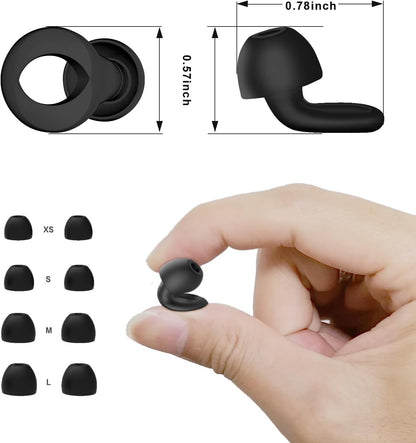 Ear Plugs for Sleeping, 2 Pairs Ear Plugs for Sleeping Noise Cancelling, 35dB Reusable Silicone Earplugs for Noise Reduction, Sleep, Work, Hearing Protection, Concert and Snoring, Black