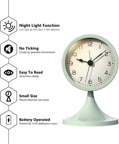 AYRELY® 3" Analog Alarm Clock, Retro Small Clock, Desk Clock for Bathroom