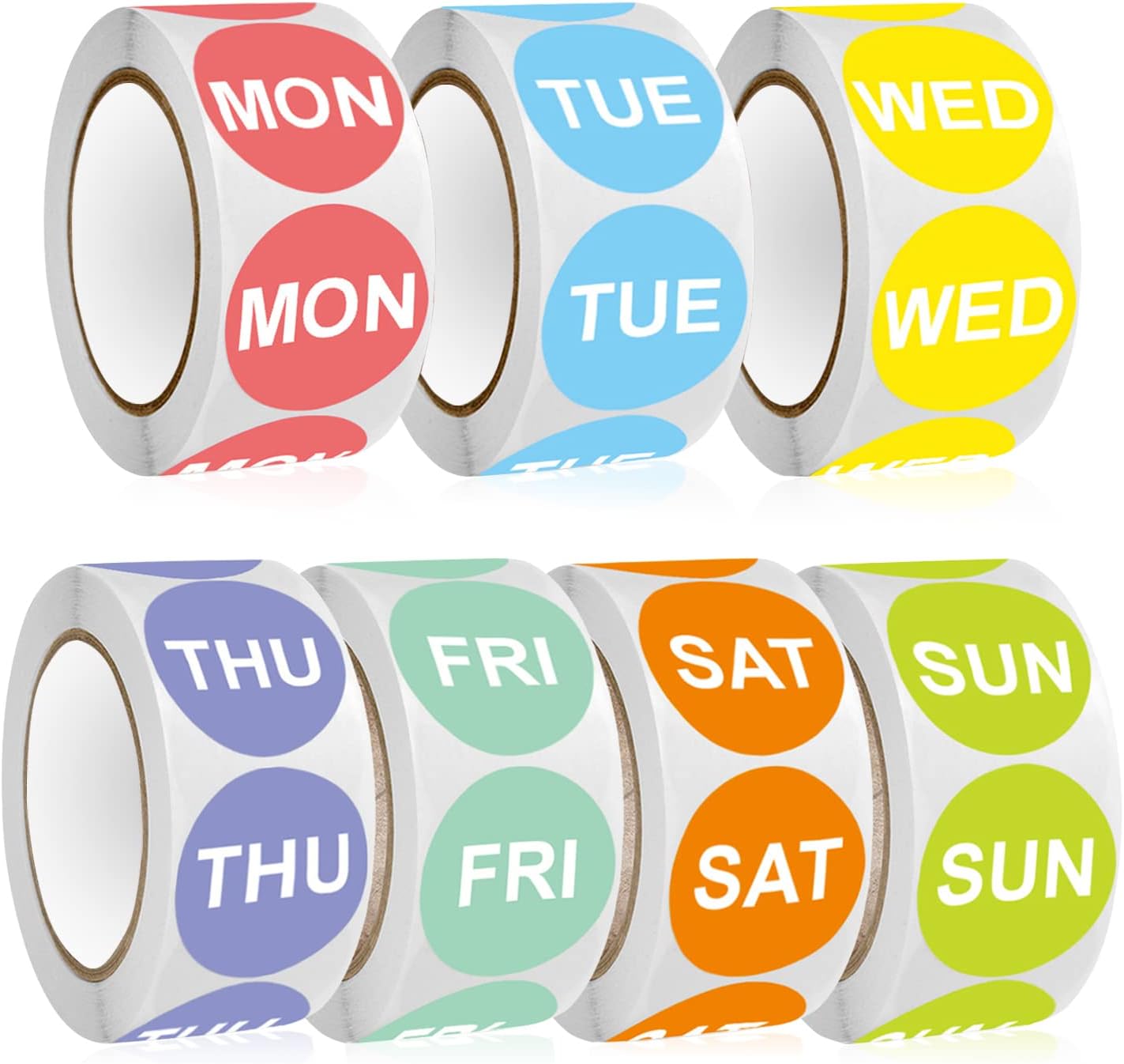 3500PCS Day of the Week Labels, 1 Inch Round Dot Stickers, Food Rotation | Self Adhesive Removable Date Stickers with Monday-Sunday Color Coding for Food Containers & Kitchen Use