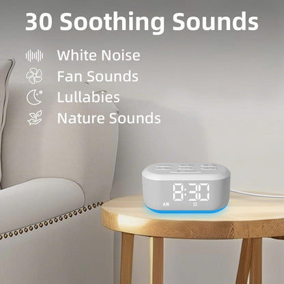 Brown Noise Sound Machine Alarm Clock for Bedroom Small White Noise Machine with 30 Soothing Sound Plug in Bedside Clock with NightLight Battery Backup 15 Wake up Sound Clock for Teen Heavy Sleeper
