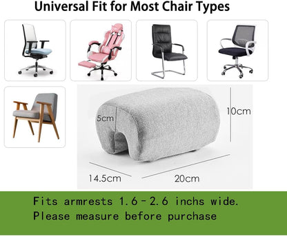 Armrest Cushion for Office Chairs - Soft Elbow Support Pad with Non-Slip Bottom, Fits Most Chairs 2-Piece (Gray)