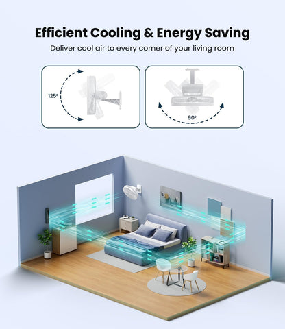 LEMOISTAR 8 Inch Small Wall Mounted RV Fan with Remote Control, 90° Oscillating, 4 Speeds, 4 Timer, Adjustable Tilt, 70 Inch Cord, Quiet, for Corner Bedroom Home Office Garage-Black