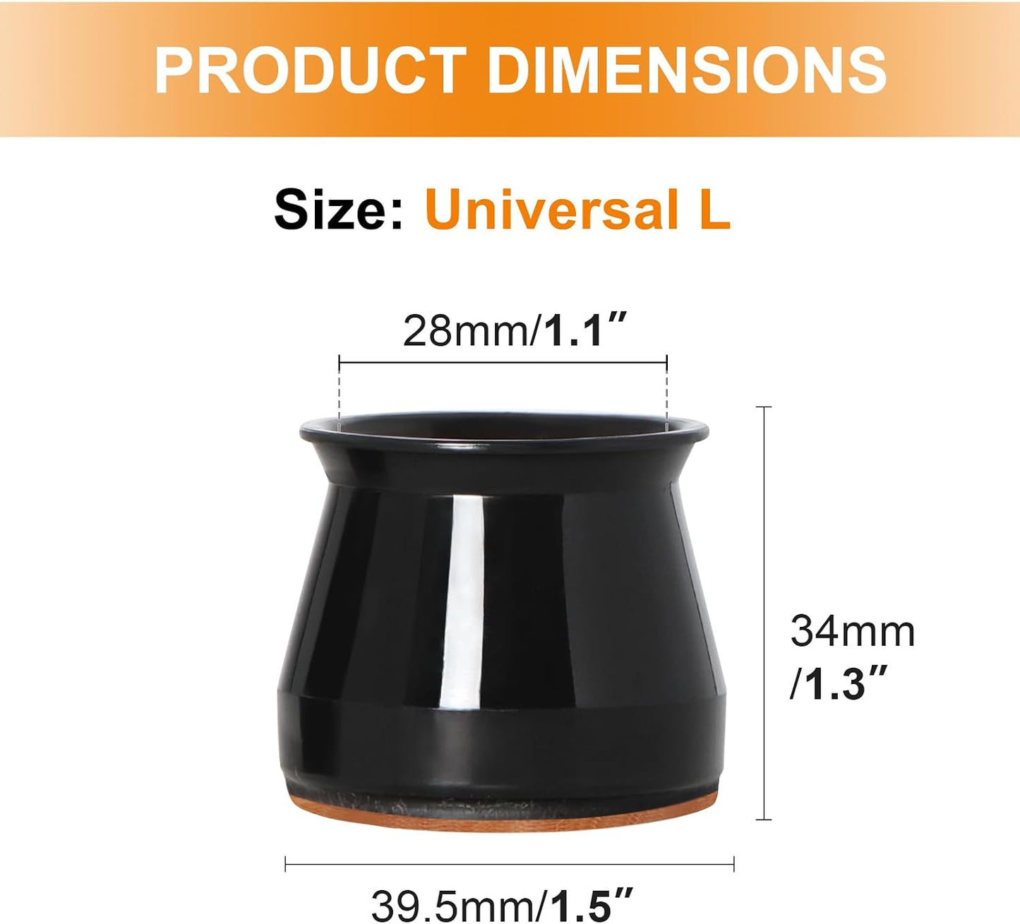 VIUME 24 Pcs Chair Leg Floor Protectors for Hardwood Floors Round | Silicone Covers Felt Pads Furniture Leg Caps Anti-Scratch Reduce Noise Fit (1-5/16" to 2")