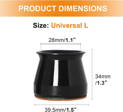 VIUME 24 Pcs Chair Leg Floor Protectors for Hardwood Floors Round | Silicone Covers Felt Pads Furniture Leg Caps Anti-Scratch Reduce Noise Fit (1-5/16" to 2")