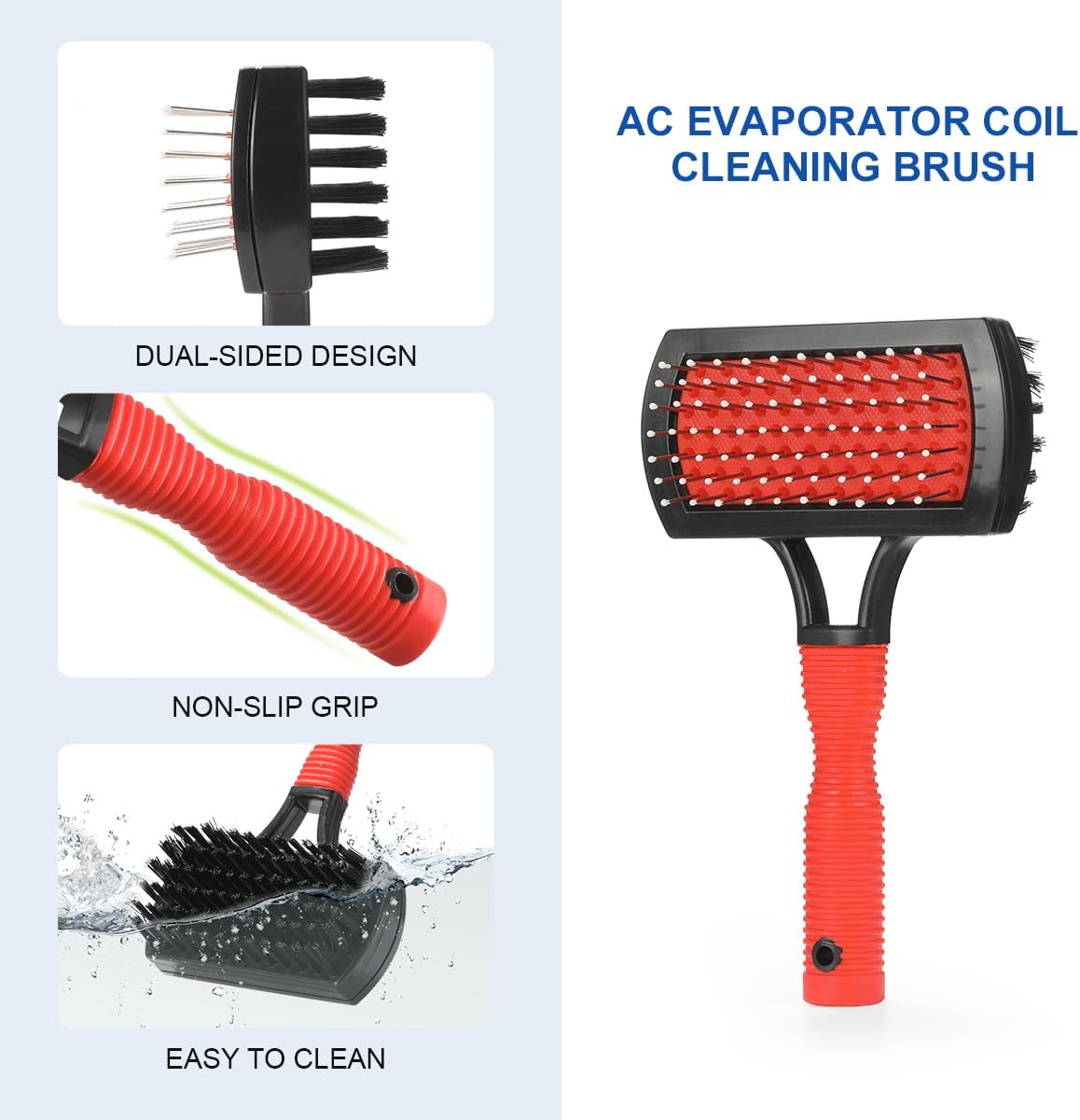 LANMU AC Coil Cleaner Brush Fin Comb, Air Conditioner Cleaning Brush Straightening Tool for HVAC/AC Evaporator, Condenser, Radiator