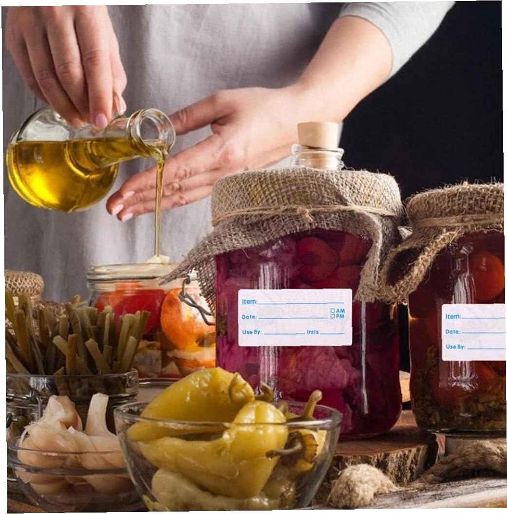 2 Rolls (1000 Pcs) Dissolvable Food Labels Food Prep Canning Labels Removable Food Stickers for Home Kitchen Restaurant